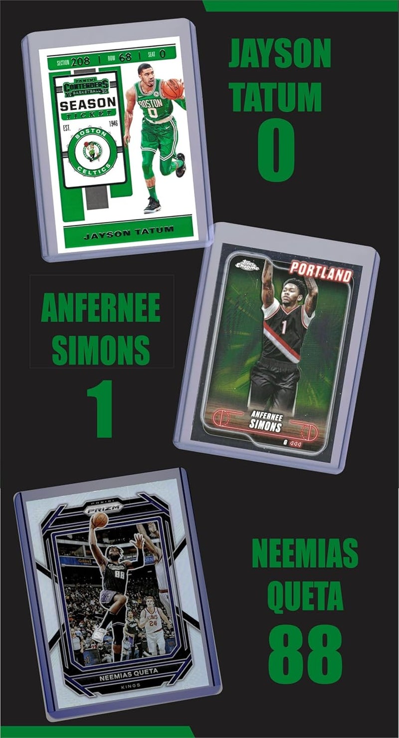 Chaser Boston Celtics Cards: Jayson Tatum, Al Horford, Brown, Porzingis, White, Simons, Pritchard, Bird ASSORTED Basketball Stars & GOATs Trading Card and Wristbands Gift Pack - Image 2